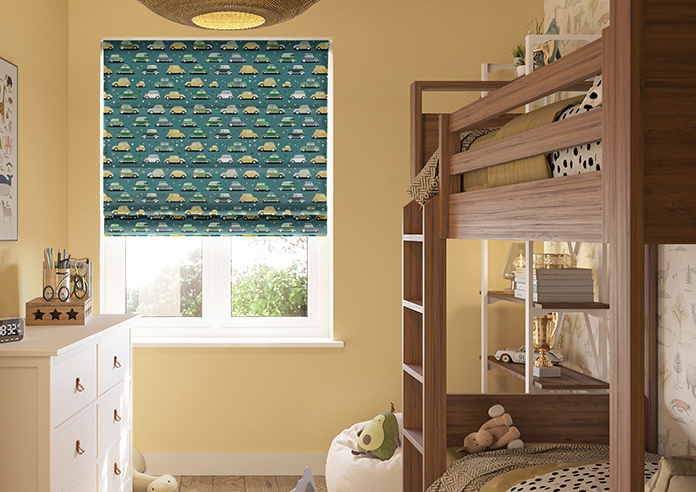Roadtrip, Teal Blue - Twist&Fit Roman Blind - Image 3